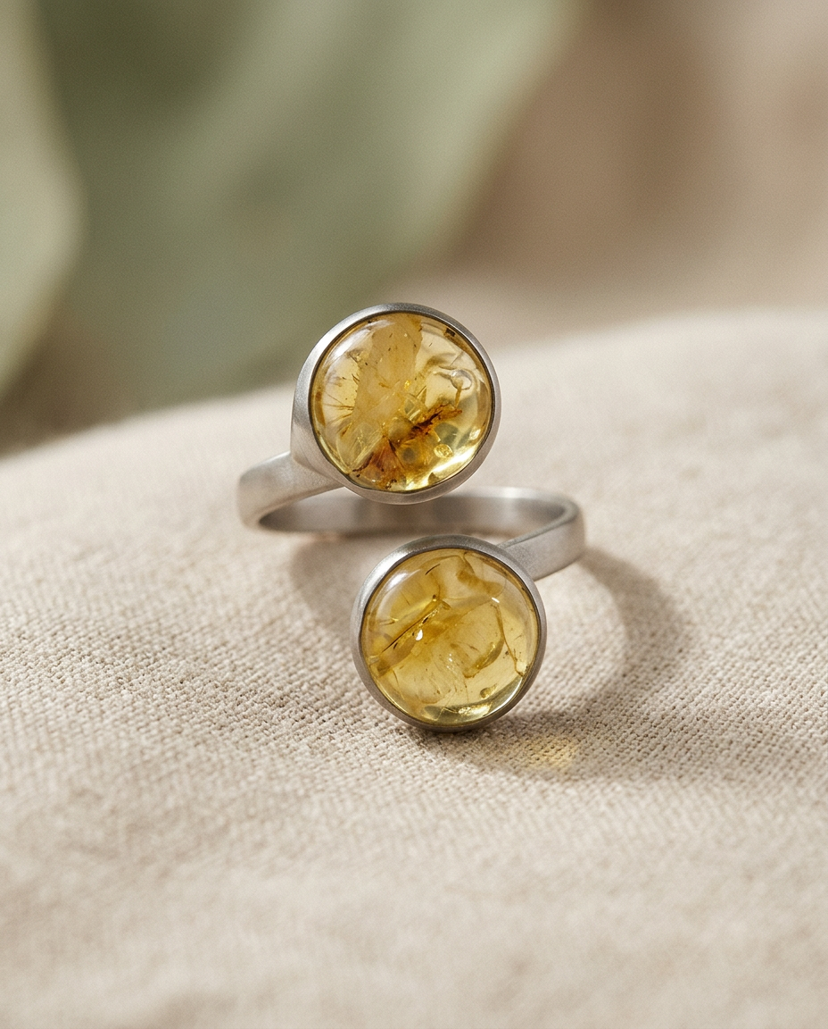 Twin Citrine Sun Ring