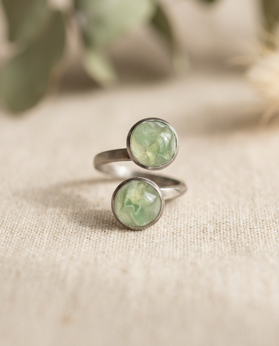 Twin Green Aventurine Ring